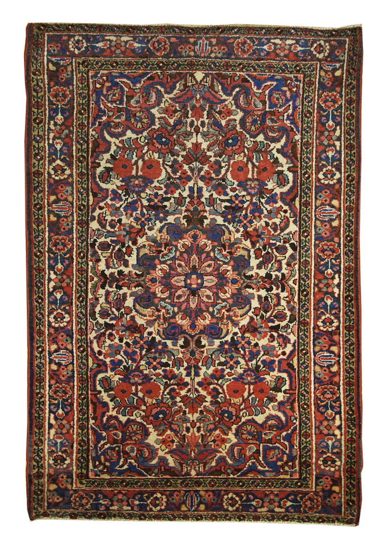 Persian Rug Bakhtiari Handmade Area Tribal 3'5"x5'3" (3x5) Red Blue Floral Design #A10879