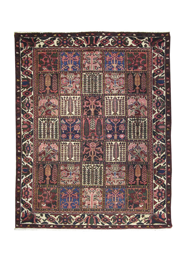 Persian Rug Bakhtiari Handmade Area Tribal Vintage 5'2"x6'9" (5x7) Pink Garden Design #A11118