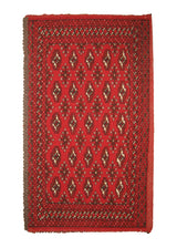 Persian Rug Turkmen Handmade Area Tribal 1'8"x2'7" (2x3) Red Geometric Bokhara Elephant Foot Poshti Design #A11157