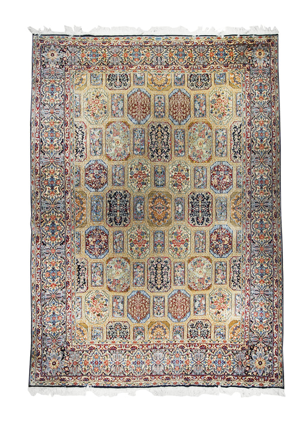Persian Rug Lavar Kerman Handmade Area Traditional 9'8"x13'5" (10x13) Whites/Beige Blue Garden Design #A11255