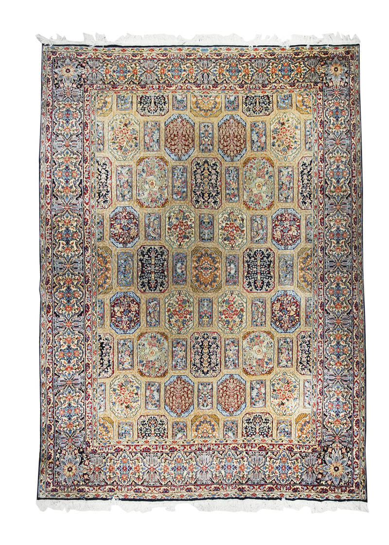 Persian Rug Lavar Kerman Handmade Area Traditional 9'8"x13'5" (10x13) Whites/Beige Blue Garden Design #A11255