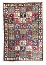 Persian Rug Bakhtiari Handmade Area Tribal 6'9"x10'1" (7x10) Multi-color Whites/Beige Red Garden Design #A11442