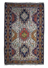Persian Rug Azerbaijan Handmade Area Tribal 3'5"x4'10" (3x5) Whites/Beige Multi-color Geometric Kilim Animals Design #A11547