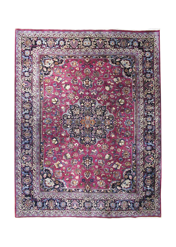 Persian Rug Mashhad Handmade Area Traditional 8'4"x10'7" (8x11) Blue Red Floral Design #A11788