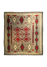 Native American Rug Navajo Handmade Square Antique Tribal 9'0"x9'2" (9x9) Whites/Beige Black Geometric Design #A12039