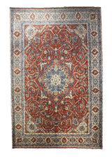 Persian Rug Sarouk Handmade Area Traditional 8'3"x12'6" (8x13) Red Blue Floral Design #A12200