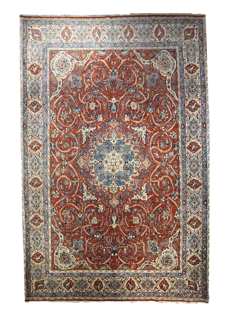 Persian Rug Sarouk Handmade Area Traditional 8'3"x12'6" (8x13) Red Blue Floral Design #A12200