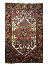 Persian Rug Bakhtiari Handmade Area Tribal Vintage 4'3"x6'4" (4x6) Red Black Geometric Design #A12287
