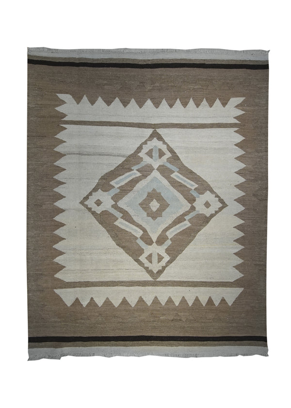 Persian Rug Shiraz Handmade Area Tribal 4'11"x5'9" (5x6) Whites/Beige Brown Kilim Geometric Design #A12522