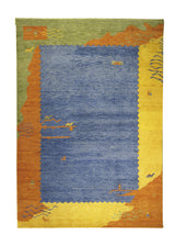 Oriental Rug Indian Handmade Area Transitional Tribal 5'6"x7'11" (6x8) Blue Multi-color Gabbeh Geometric Design #A12685