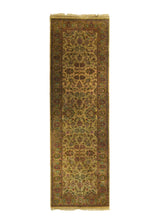 Oriental Rug Indian Handmade Runner Transitional 3'1"x9'11" (3x10) Whites/Beige Pink Tea Washed Design #A12751