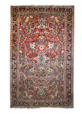 Persian Rug Sarouk Handmade Area Traditional Antique 4'2"x6'8" (4x7) Red Floral Design #A12921