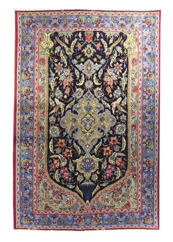 Persian Rug Ardastan Handmade Area Traditional 4'8"x7'1" (5x7) Blue Red Tree of Life Animals Design #A13471