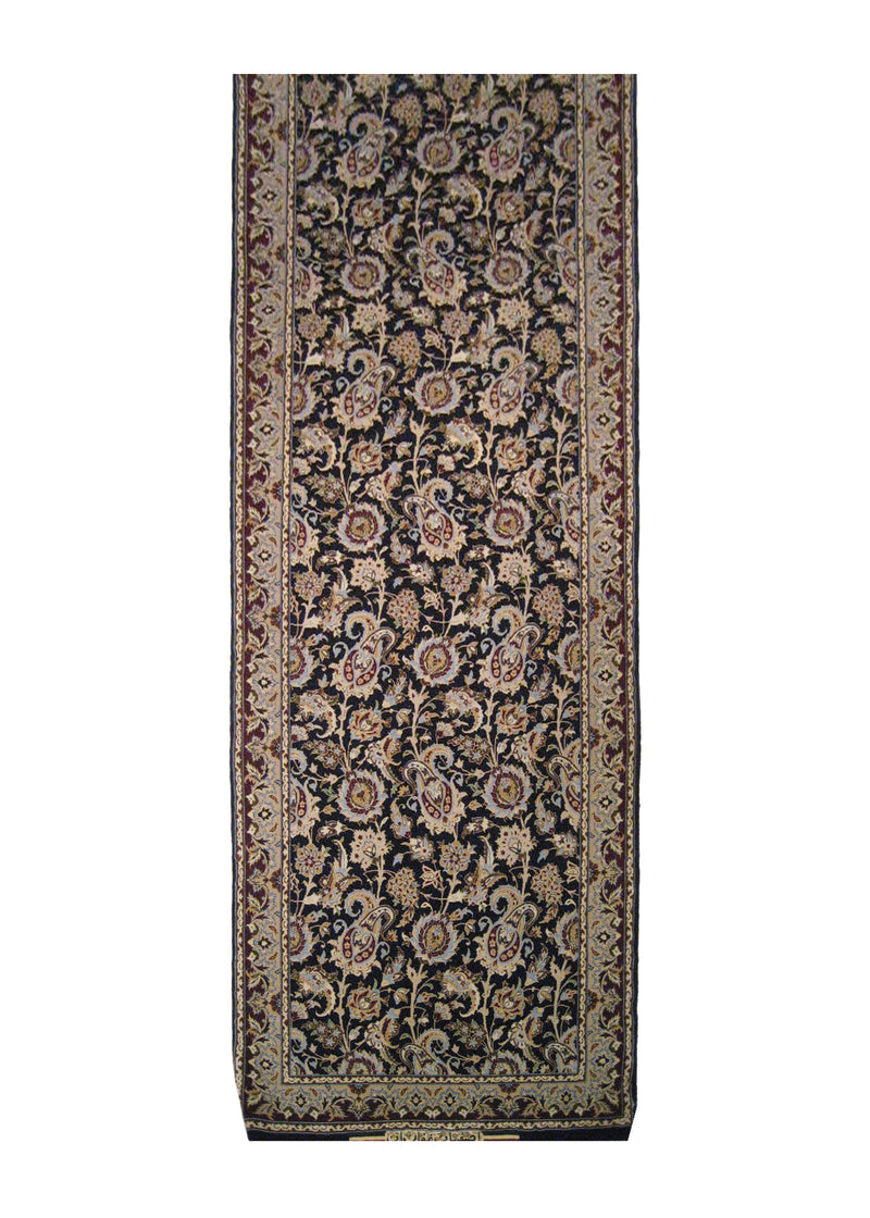 Persian Rug Isfahan Handmade Runner Traditional 2'8"x9'10" (3x10) Blue Red Floral Design #A13512