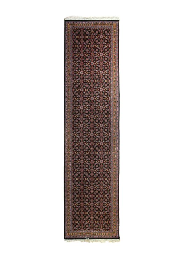 Persian Rug Tabriz Handmade Runner Traditional 2'5"x9'10" (2x10) Blue Yellow/Gold Mahi Fish Floral Design #A13519