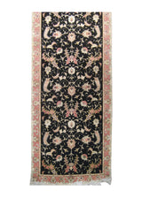 Persian Rug Tabriz Handmade Runner Traditional 2'9"x8'2" (3x8) Black Pink Floral Naghsh Design #A13520