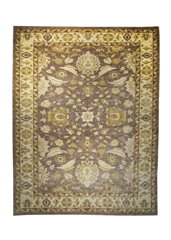 Oriental Rug Pakistani Handmade Area Transitional 8'1"x10'3" (8x10) Purple Whites/Beige Antique Washed Floral Oushak Design #A13583