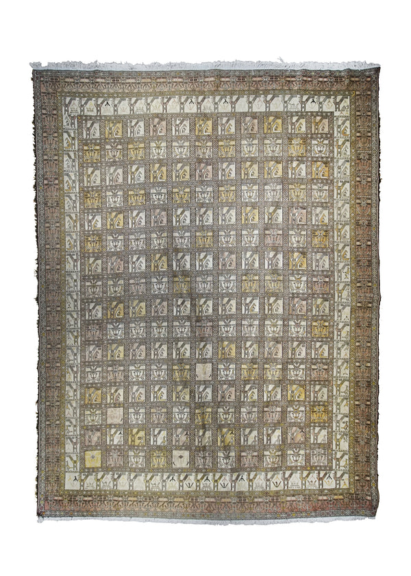 Persian Rug Azerbaijan Handmade Area Tribal 10'1"x12'10" (10x13) Yellow/Gold Pink Kilim Garden Design #A13613