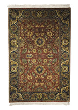 Oriental Rug Indian Handmade Area Traditional 4'1"x6'2" (4x6) Red Blue Tea Washed Design #A13779