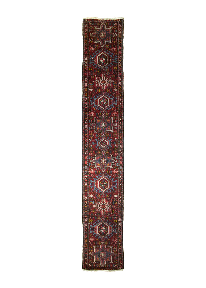 Persian Rug Gharajeh Handmade Runner Tribal 1'9"x11'3" (2x11) Red Geometric Design #A13995