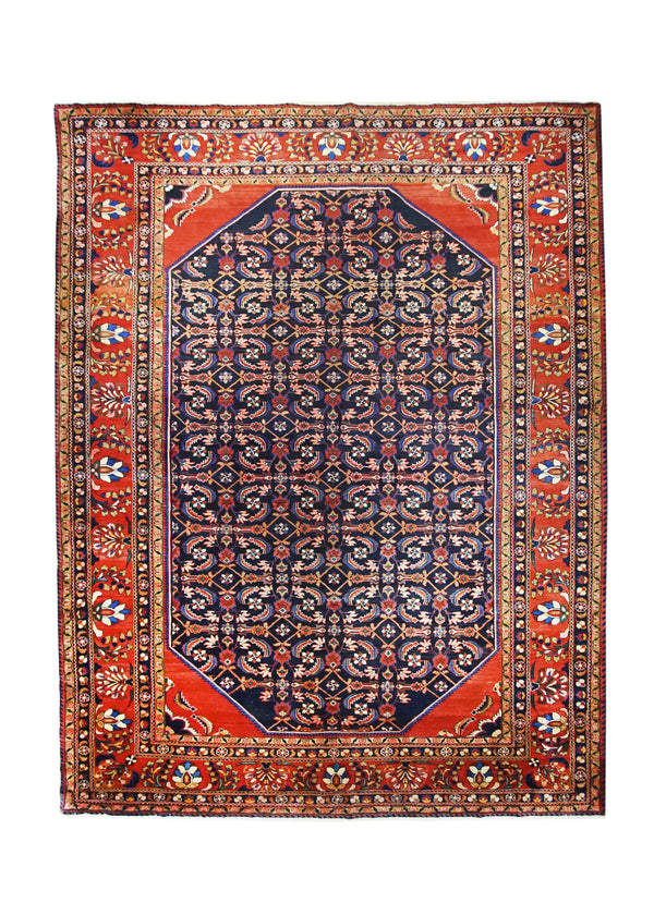 Persian Rug Lilihan Handmade Area Traditional 10'7"x14'0" (11x14) Blue Red Geometric Herati Design #A14253