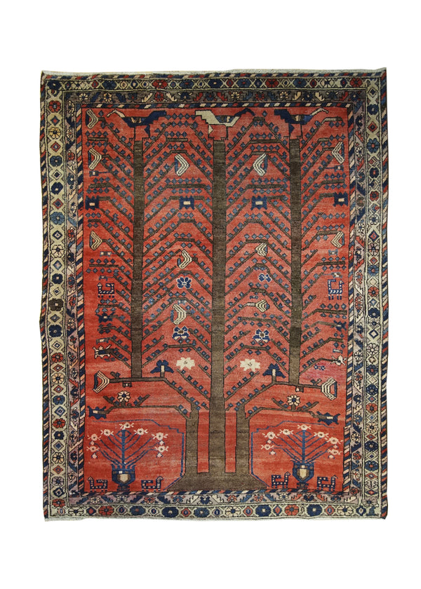 Persian Rug Bakhtiari Handmade Area Tribal Vintage 5'0"x6'3" (5x6) Red Tree of Life Design #A14265