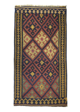 Persian Rug Shiraz Handmade Area Tribal 4'0"x7'9" (4x8) Red Yellow/Gold Kilim Geometric Design #A14303