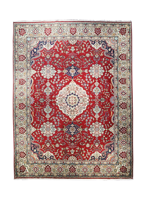 Persian Rug Tabriz Handmade Area Traditional 8'9"x11'6" (9x12) Red Floral Design #A14521