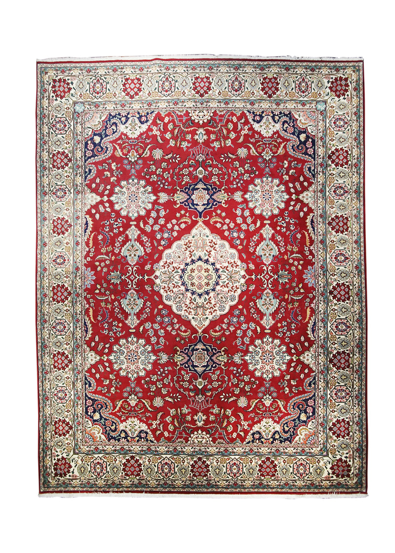 Persian Rug Tabriz Handmade Area Traditional 8'9"x11'6" (9x12) Red Floral Design #A14521