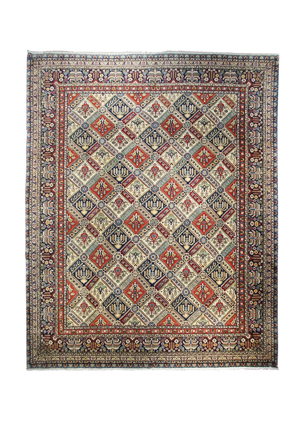 Persian Rug Tabriz Handmade Area Traditional 9'10"x12'1" (10x12) Multi-color Red Geometric Design #A14522