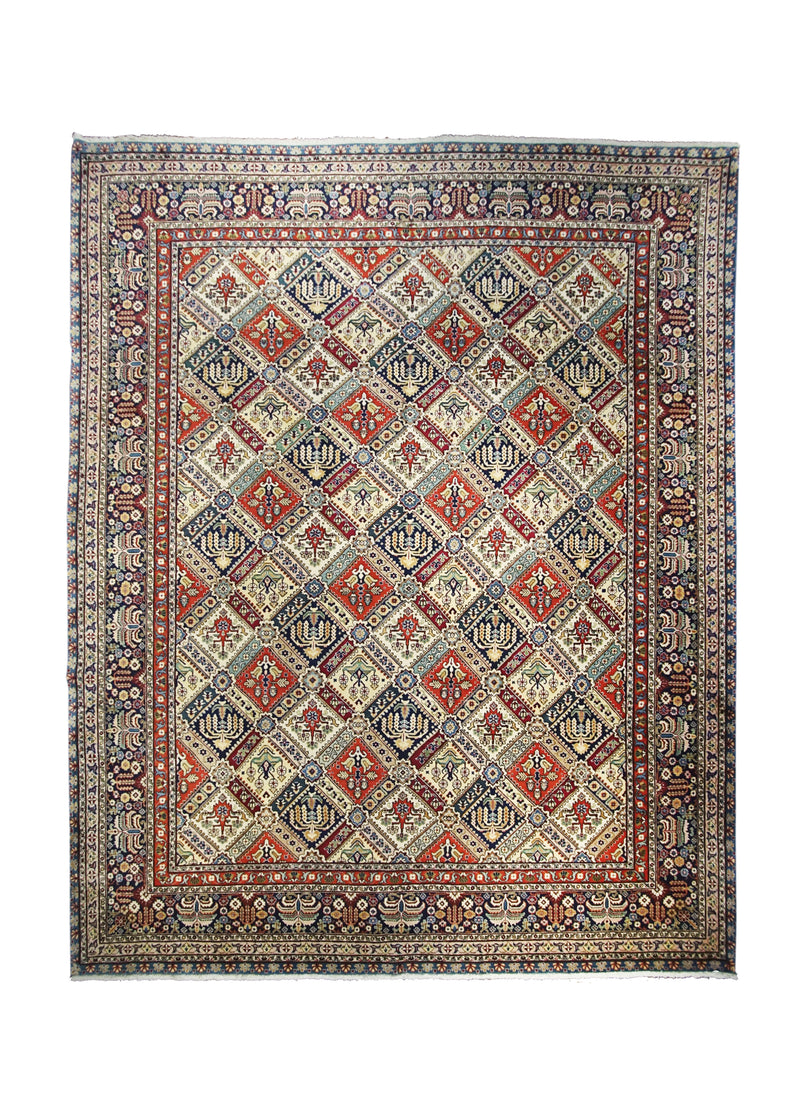 Persian Rug Tabriz Handmade Area Traditional 9'10"x12'1" (10x12) Multi-color Red Geometric Design #A14522