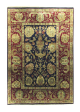 Oriental Rug Indian Handmade Area Transitional 5'1"x7'3" (5x7) Blue Red Tea Washed Design #A14588
