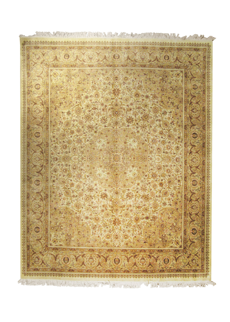 Oriental Rug Pakistani Handmade Area Traditional 8'0"x10'2" (8x10) Whites/Beige Kashan Design #A15281