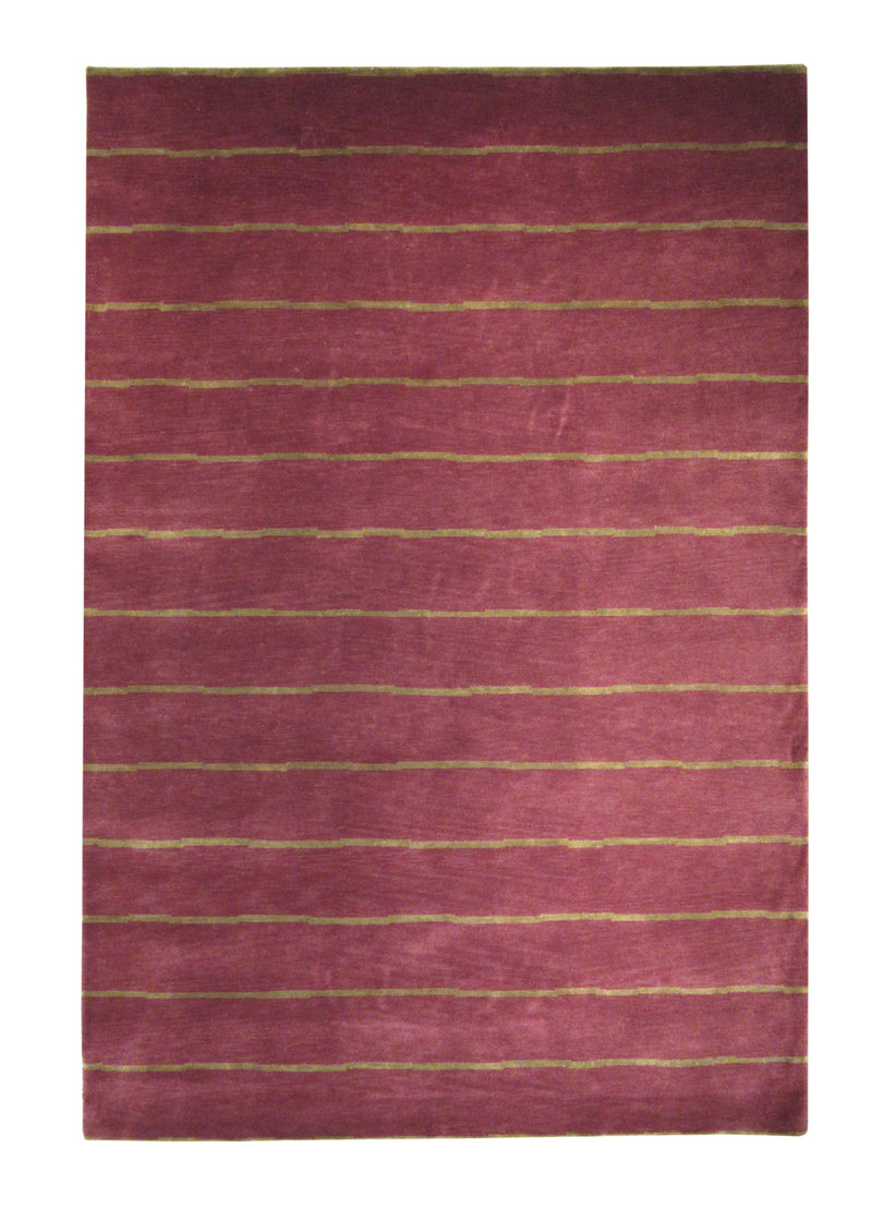 Oriental Rug Indian Handmade Area Modern 6'2"x9'0" (6x9) Red Stripes Open Design #A15596