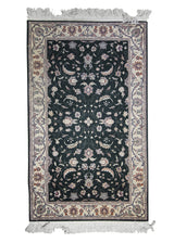 Oriental Rug Chinese Handmade Area Transitional Traditional 3'0"x5'0" (3x5) Green Whites/Beige Varamin Floral Design #A15904