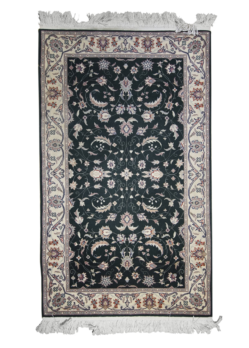 Oriental Rug Chinese Handmade Area Transitional Traditional 3'0"x5'0" (3x5) Green Whites/Beige Varamin Floral Design #A15904
