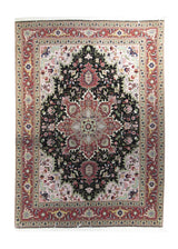Persian Rug Tabriz Handmade Area Traditional 4'11"x6'10" (5x7) Black Pink Geometric Heriz Design #A15935