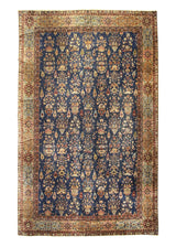 Oriental Rug Turkish Handmade Area Traditional Antique 12'7"x20'4" (13x20) Blue Whites/Beige Floral Design #A16103