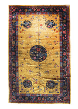 Oriental Rug Chinese Handmade Area Traditional Antique 10'10"x17'5" (11x17) Yellow/Gold Blue Fetti Floral Design #A16140