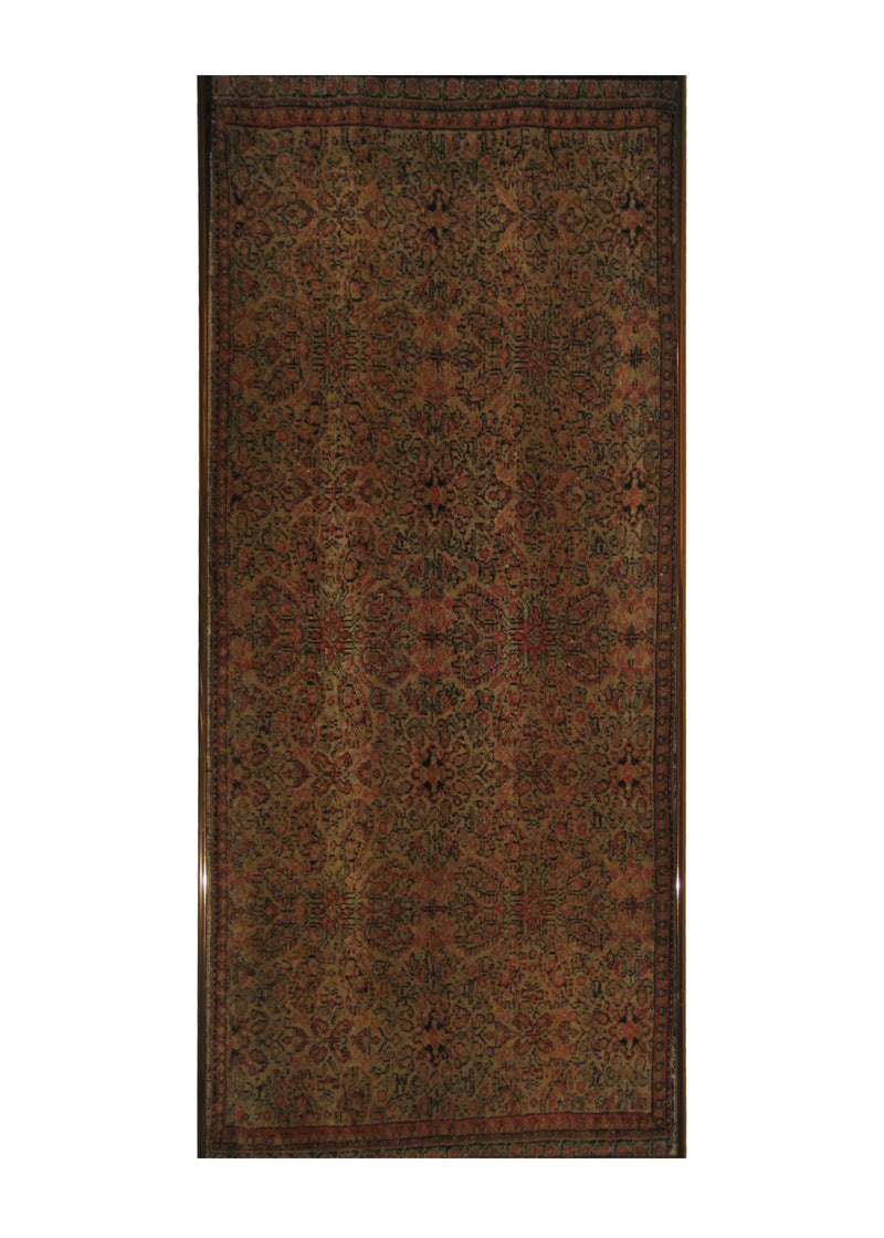 Persian Rug Senneh Handmade Area Traditional Antique 1'6"x3'4" (2x3) Green Red Floral Design #A16348