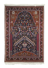 Persian Rug Ghashghaei Handmade Area Tribal 3'4"x4'9" (3x5) Blue Red Prayer Rug Design #A16696