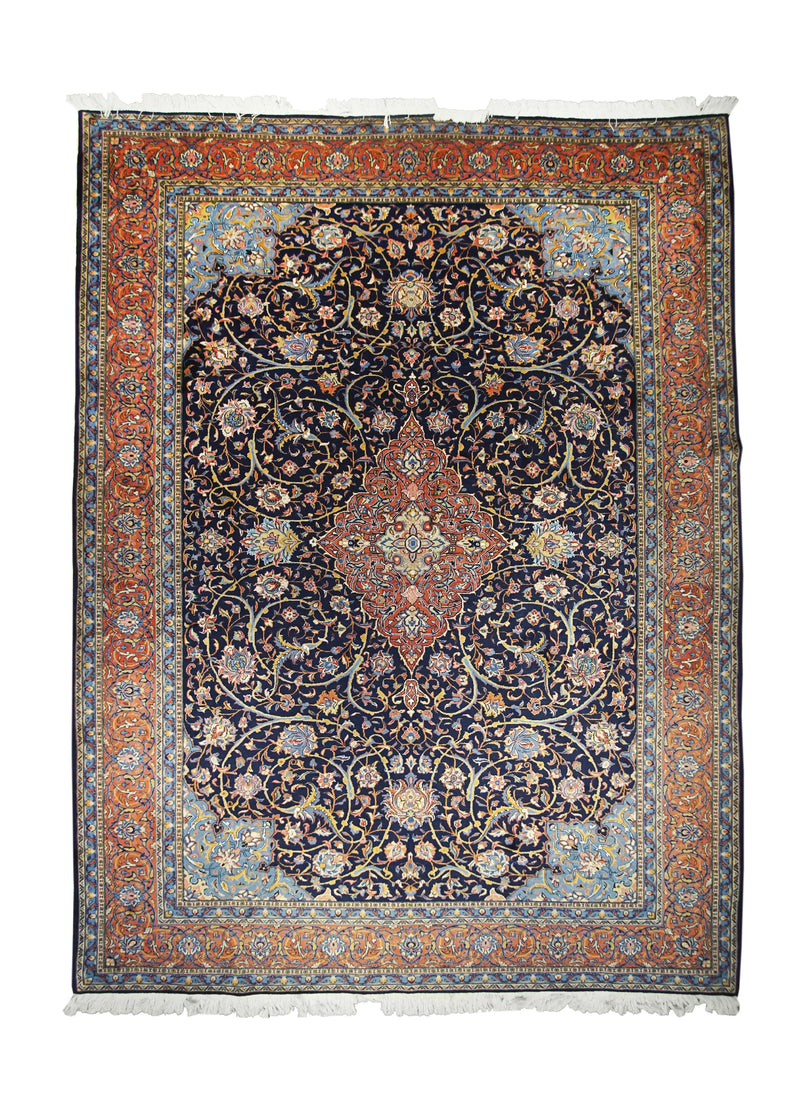 Persian Rug Sarouk Handmade Area Traditional 10'0"x13'2" (10x13) Blue Red Floral Design #A16742