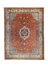 Persian Rug Sarouk Handmade Area Traditional 10'5"x13'8" (10x14) Red Whites/Beige Floral Design #A16757