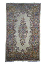 Persian Rug Kerman Handmade Area Traditional 2'11"x4'11" (3x5) Whites/Beige Blue Pink Open Field Floral Design #A17012