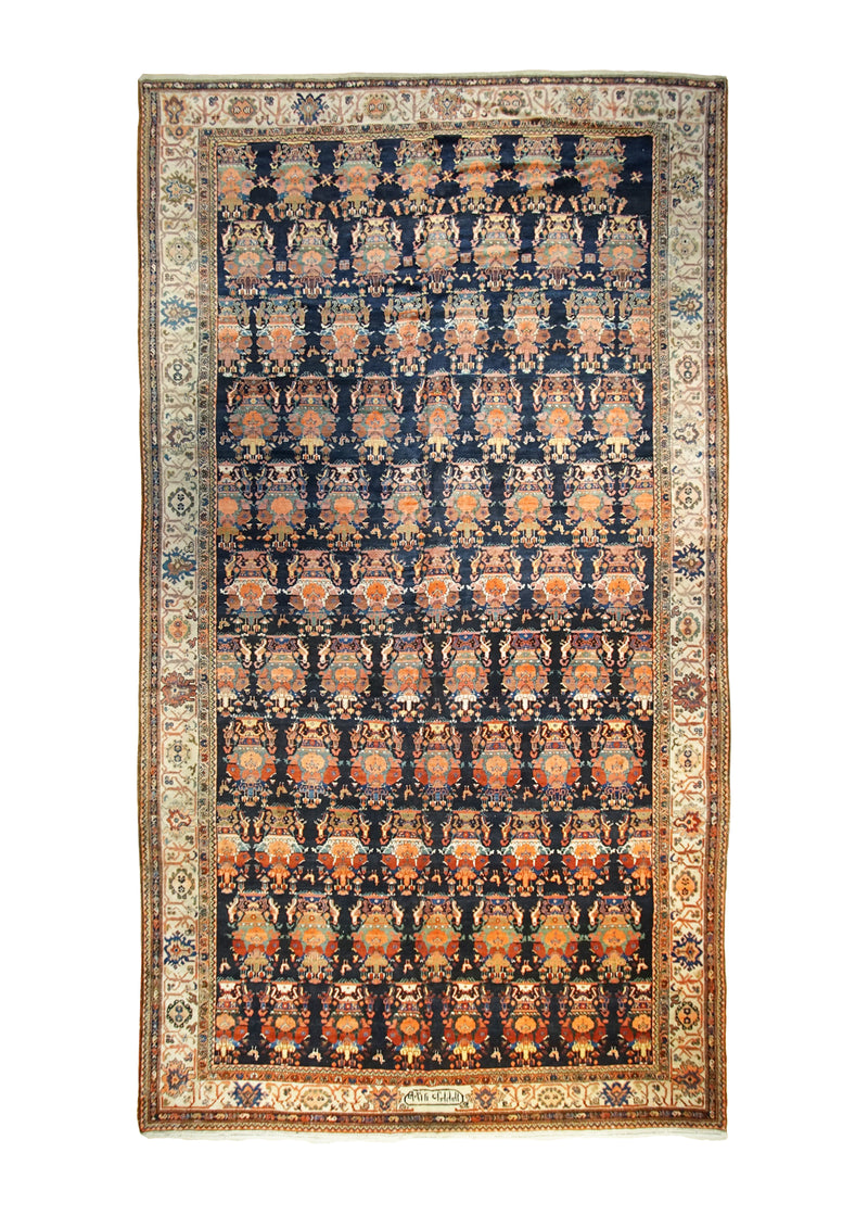 Persian Rug Bakhtiari Handmade Area Tribal Antique 8'3"x15'0" (8x15) Blue Whites/Beige Vase Design #A17170