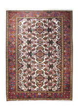 Persian Rug Bakhtiari Handmade Area Tribal 7'4"x9'11" (7x10) Whites/Beige Red Green Floral Design #A17331