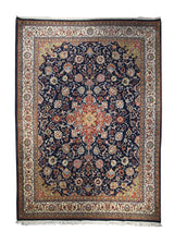 Persian Rug Sarouk Handmade Area Traditional 9'0"x12'6" (9x13) Blue Whites/Beige Floral Design #A17407