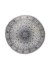 Persian Rug Nain Handmade Round Traditional 10'8"x10'8" (11x11) Whites/Beige Blue Floral Design #A17489