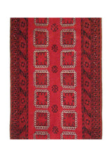 Oriental Rug Afghan Handmade Area Tribal 3'4"x6'5" (3x6) Red Geometric Bokhara Design #A17507