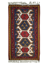 Persian Rug Azerbaijan Handmade Area Tribal 3'4"x5'9" (3x6) Blue Red Yellow/Gold Kilim Geometric Design #A17530